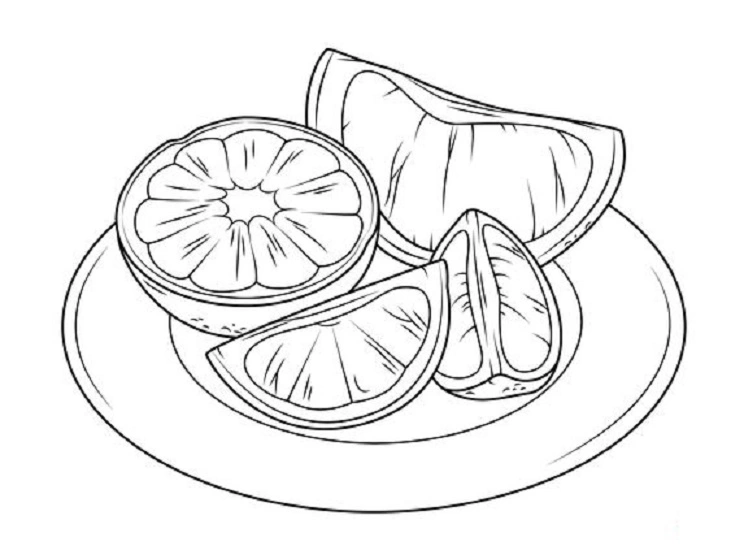 Coloring grapefruit on a plate